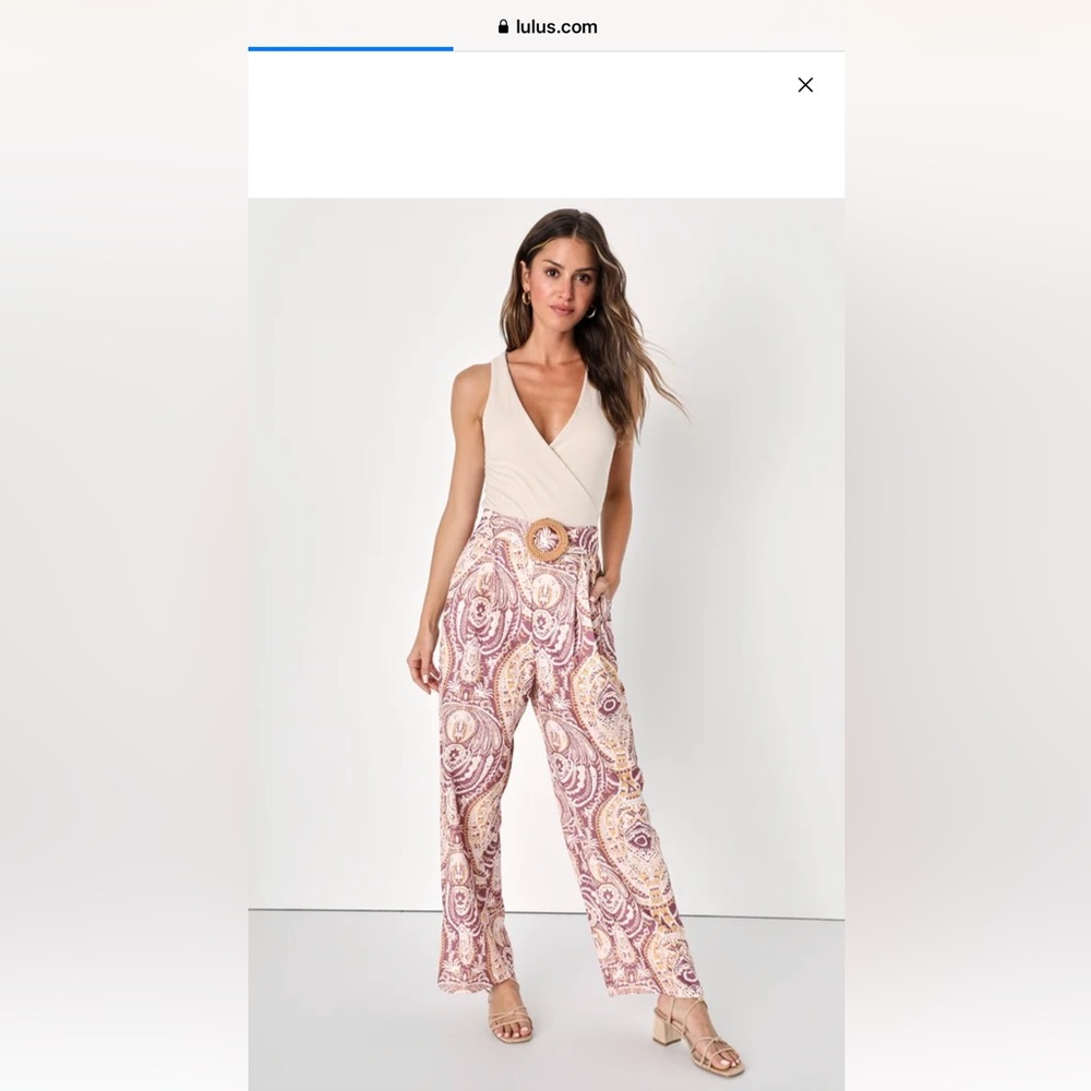 Lulu’s Boho Aesthetic Mauve Multi Paisley Print
Wide Leg Pants